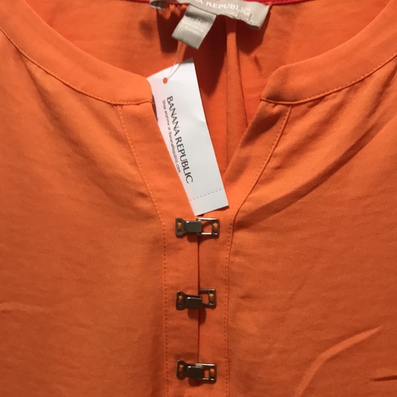 NWT Banana Republic Top size S Orange Pumpkin Metal Claps - Picture 3 of 4